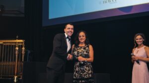 Carey International award trophies from 2019 Travvy Awards for excellence in chauffeured services category