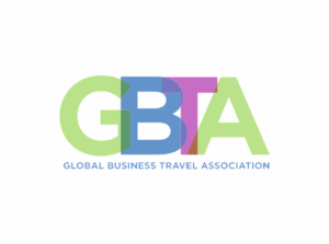 The logo of the Global Business Travel Association (GBTA) showing large, overlapping pastel letters "GBTA" in green, blue, and purple, above the words "Global Business Travel Association" in blue text on a white background.